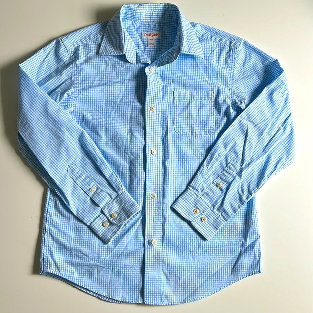 Cat & Jack blue and white plaid dress shirt